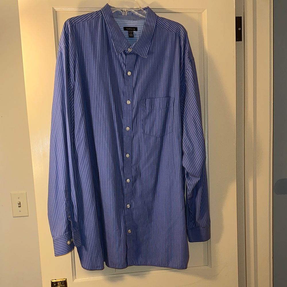 Van Heusen Men's 3XL Casual Blue and White Striped Shirt